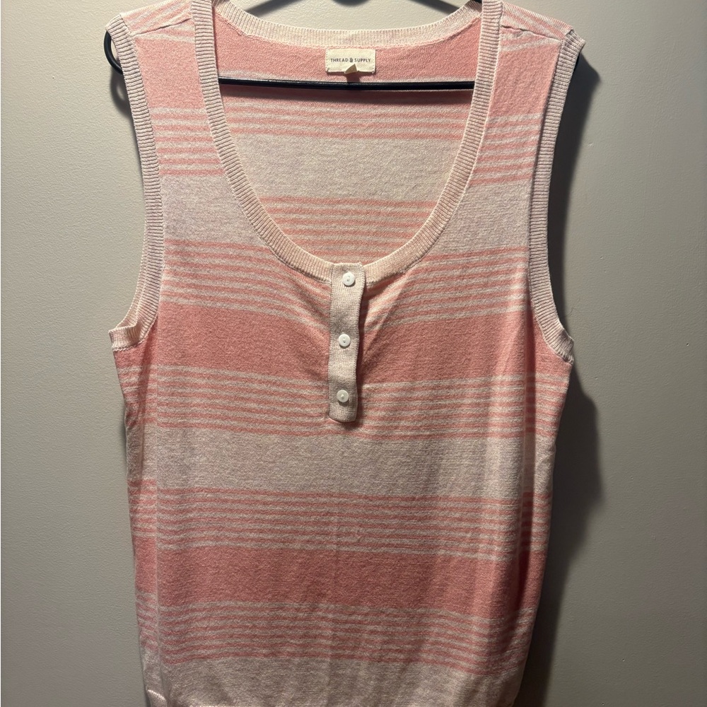 Thread & Supply Pink and White Striped Tank Top